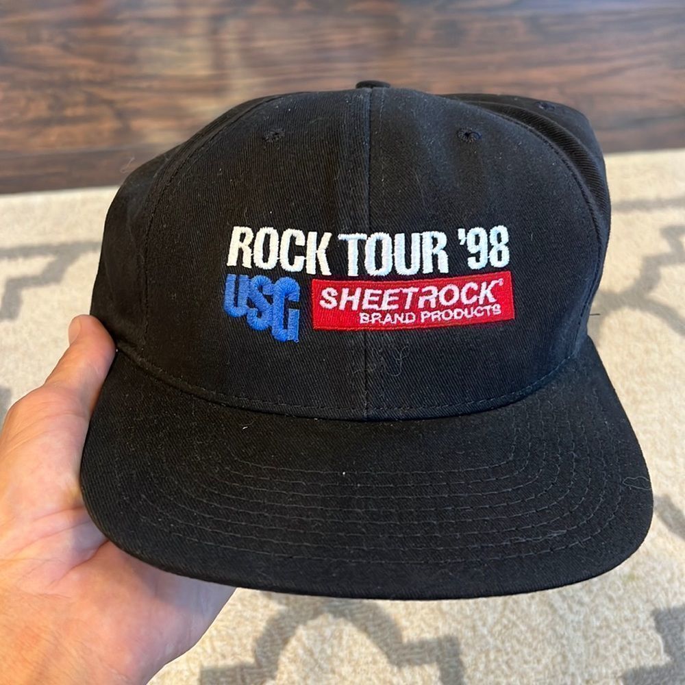 VTG 90's USG Sheetrock Wallboard 1998 Rock Tour Promo Snapback Hat Baseball Cap
